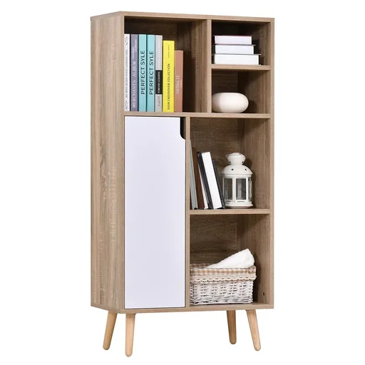 "Cabinet with 5 open compartments and 1 cupboard image"