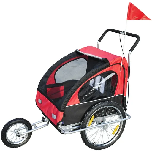 "2 in 1 Jogger Child Trailer Bike Trailer Red-Black image"