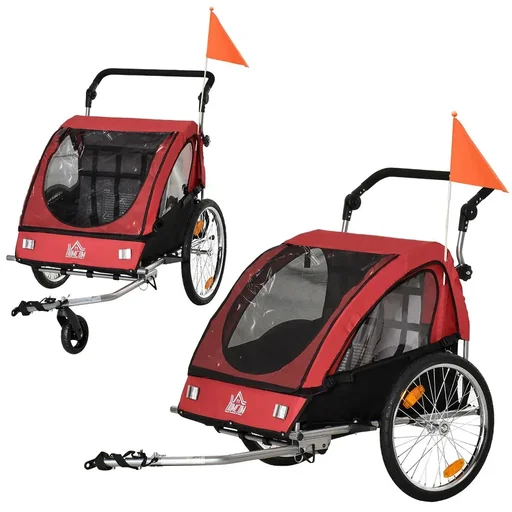 "2 in 1 children's trailer colorful colors stroller bicycle trailer image"