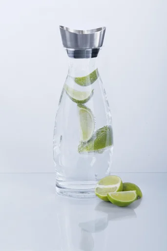 "Modern glass carafe 1 liter capacity image"