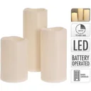 Set of 3 LED candles for outdoor use including remote control and timer