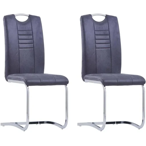 "Dining room chairs 2 pieces faux leather grey image"