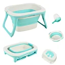 Baby bathtub with sink and shampoo cup