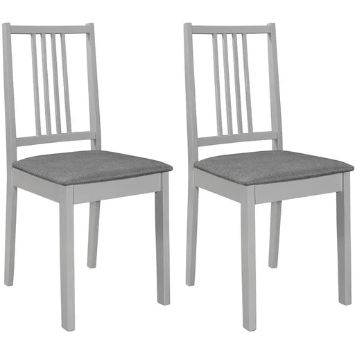 "Dining room chairs with cushions, 2 pieces, solid wood, grey image"