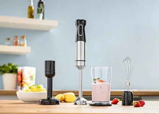 "Power hand blender set, stainless steel image"