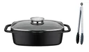 Universal roasting pan 33 cm Gourmet Granite with serving tongs