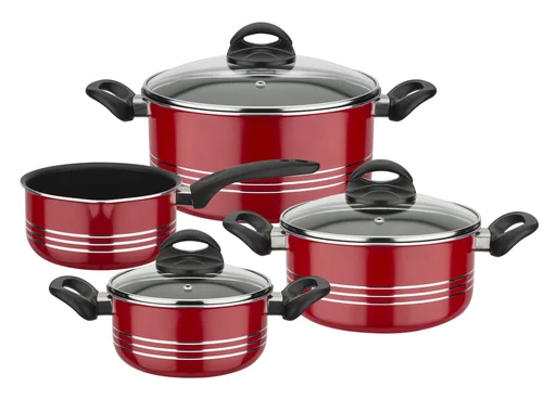 "7-piece Milano Color Red cookware set image"