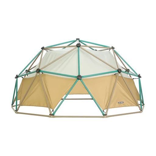 "Geodome climbing sphere with tent image"