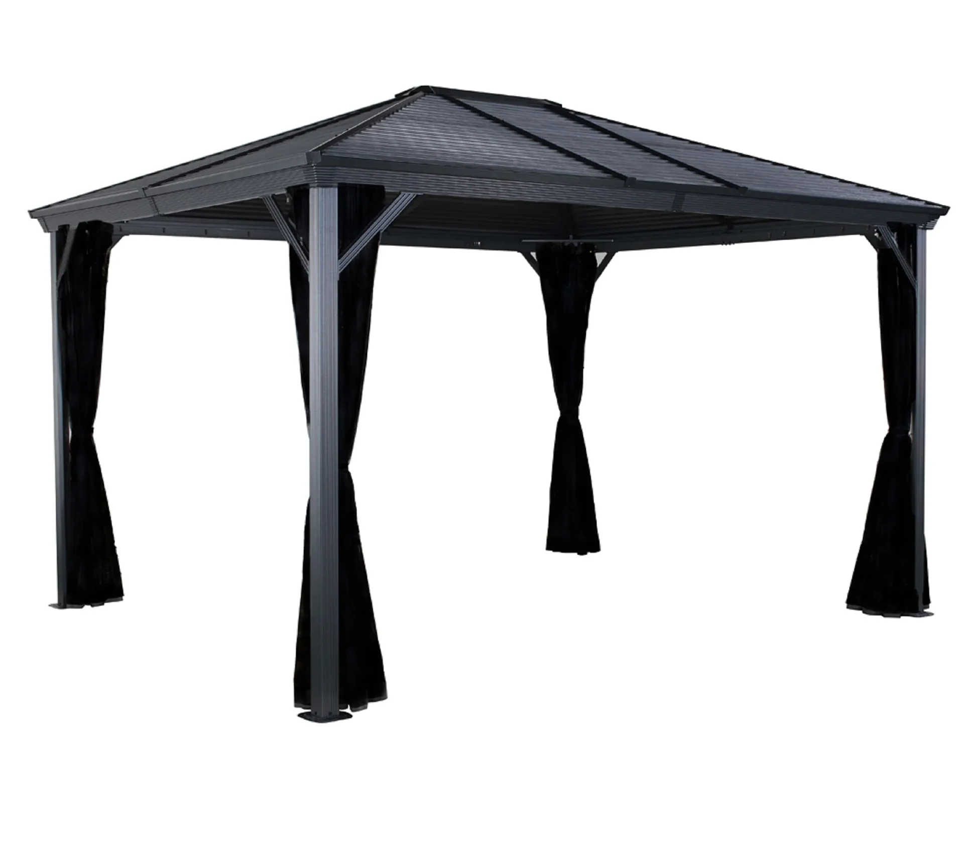 "Curtain set matching the Ventura 10x14 gazebo image"