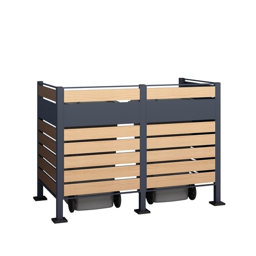 "Westmann Planum 2-bin 120 cm waste bin enclosure wood effect (2× 240 L) image"