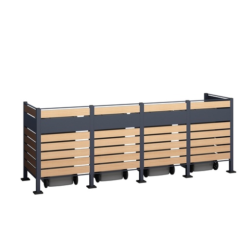 "Westmann Waste Bin Enclosure Planum 4-unit 120 cm wood look (4× 240 L) image"