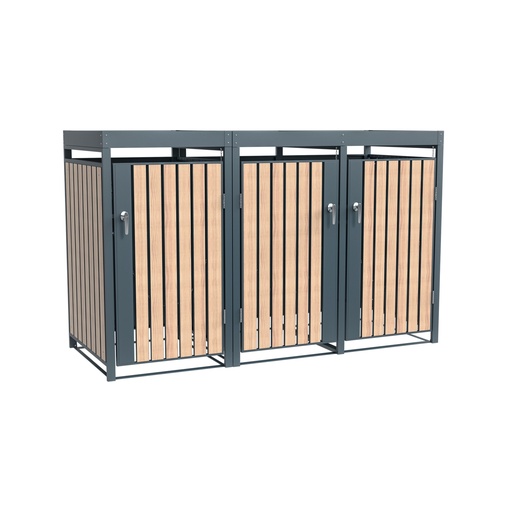 "Westmann Waste Bin Enclosure Planta Triple anthracite (3× 240 L) image"
