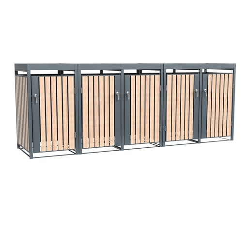 "Westmann Waste Bin Enclosure Planta 5-piece anthracite (5× 240 L) image"
