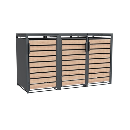 "Westmann Waste Bin Enclosure Lacina 3-piece wood look (3× 240 L) image"