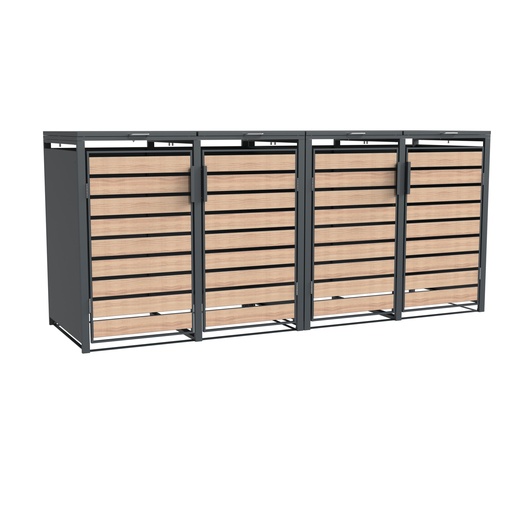 "Westmann Waste Bin Enclosure Lacina 4-piece wood look (4× 240 L) image"