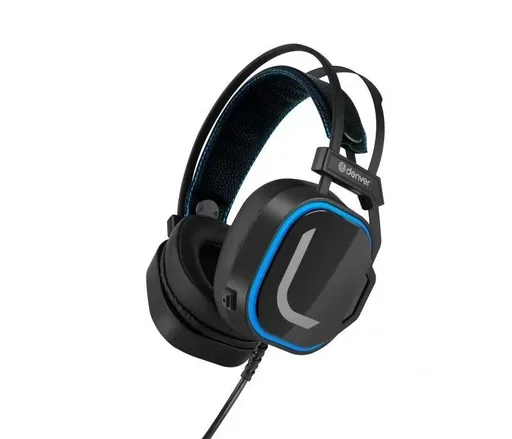 "Gaming headset with USB connection and LED light, closed headphones image"