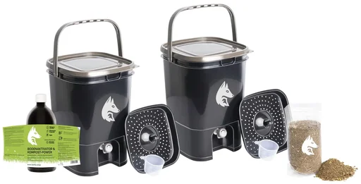 "Bokashi Bucket Compost Complete Set Professional, 2 x 19 liters image"