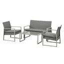 Polyrattan seating set 4 pcs. seating group garden set sofa set garden furniture set lounge metal modern gray