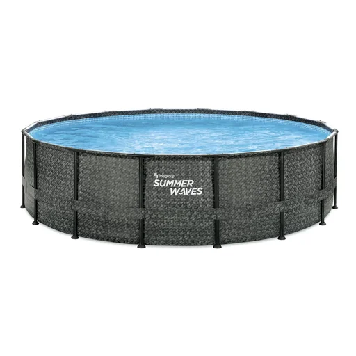 "Above-ground frame pool set, 488 x 122 cm, rattan look, including filter pump image"