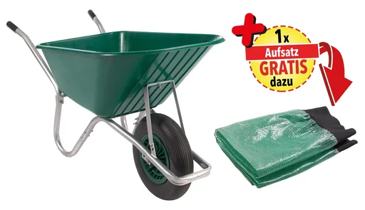 "Professional wheelbarrow 100 l with leaf and grass collector attachment image"
