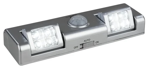 "LED battery light with 2x4 LEDs (swivel) and motion sensor image"