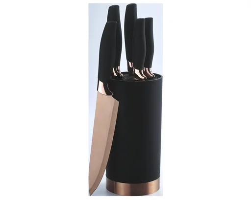 "Knife block set "Quisin", including 5 kitchen knives, rose gold/black, 6-piece image"