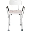 Shower stool with backrest, height adjustable