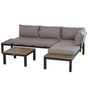 3-piece garden furniture set with side table, sofa with cushions, outdoor, aluminum, 164 x 74 x 69 cm