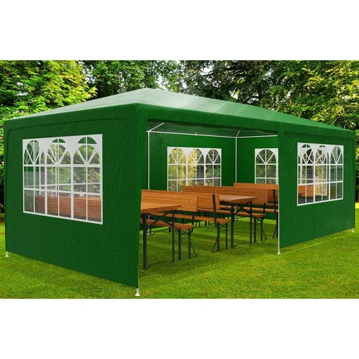"Riminimet party tent with side walls and arched windows - green - 3x6m image"