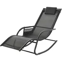 Rocking chair, swing chair, garden chair, rocking lounger, metal mesh, black, 150 x 62 x 88 cm