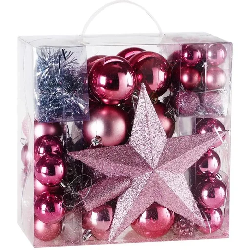"Christmas balls - Christmas tree decorations - pink 77 pieces image"