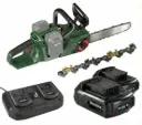Cordless chainsaw set "GMAK 36/40" + 2 x 18 V Li-Ion battery 2.0 Ah + dual fast charger + titanium-coated saw chain 40 cm