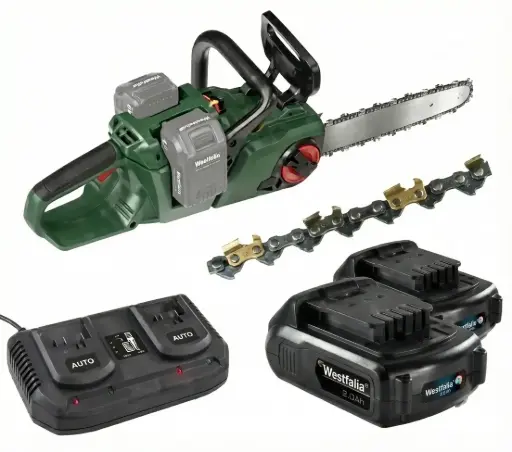 "Cordless chainsaw set "GMAK 36/40" + 2 x 18 V Li-Ion battery 2.0 Ah + dual fast charger + titanium-coated saw chain 40 cm image"