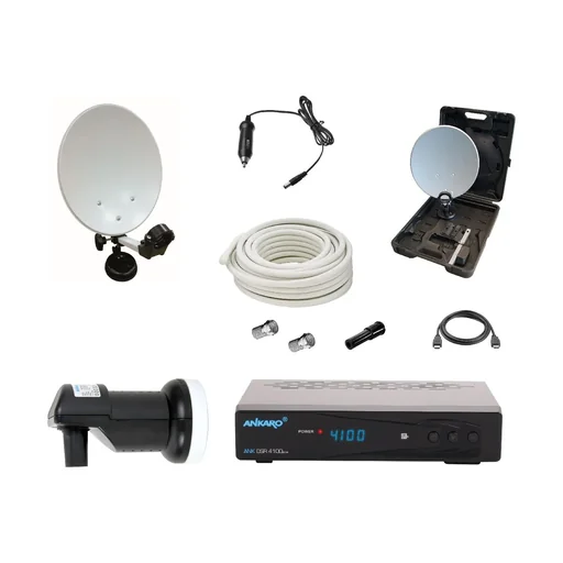 "SAT Camping Set with Rec. DSR4100plus in case, suction cup and mast mount image"