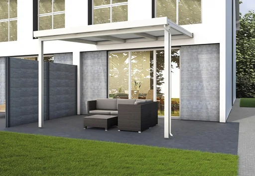 "Patio roof Premium, white, 3094 x 3060 mm - Polycarbonate multi-wall sheets 16 mm, clear image"