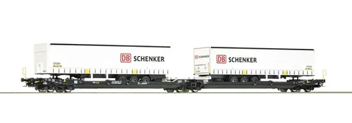 "Double-pocket articulated wagon, type Sdggmrss/T3000e, of the combined transport company SCHENKER image"