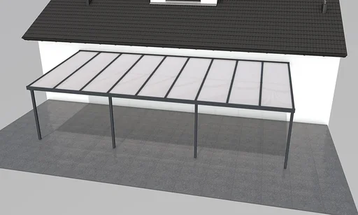 "Patio roof Premium, anthracite, 9135 x 4060 mm - Polycarbonate multi-wall sheets 16 mm, white striped image"