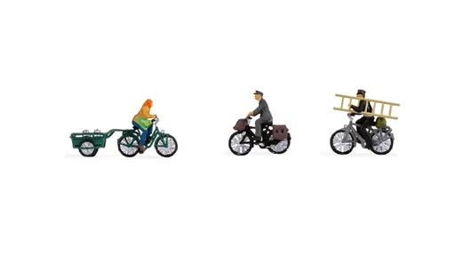 "Cyclists, 3 figures, H0 gauge image"