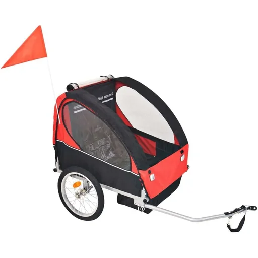 "Bicycle trailer for children 30 kg red and black image"