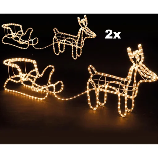 "Christmas lights reindeer with sleigh - set of 2 - warm white image"