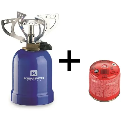 "Gas cooker with 4 supports 2050W Blue with gas bottle container image"