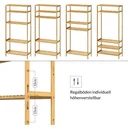 Bathroom shelf 5 shelves height adjustable 130x60x26cm