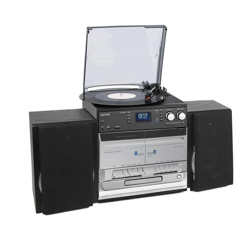 "Music center with record player, DAB+ radio, CD and cassette image"