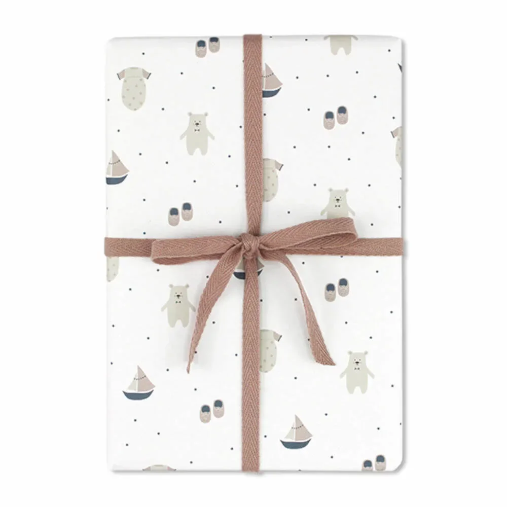 "Ava & Yves wrapping paper Bear/ship/shoes image"