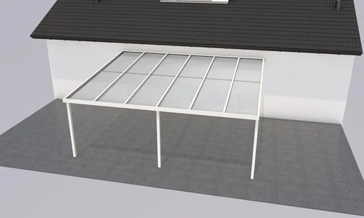 "Patio roof Premium, white, 6110 x 5060 mm - Acrylic multi-wall sheets 16 mm, clear image"