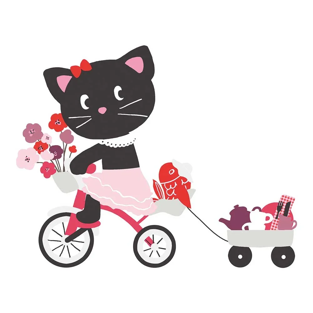"Lilipinso Wall Sticker XL cat girl with bike image"