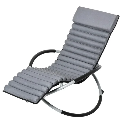 "Rocking chair ergonomic 2 in 1 swing chair garden chair rocking lounger metal texteline spherical dark grey 150 x image"