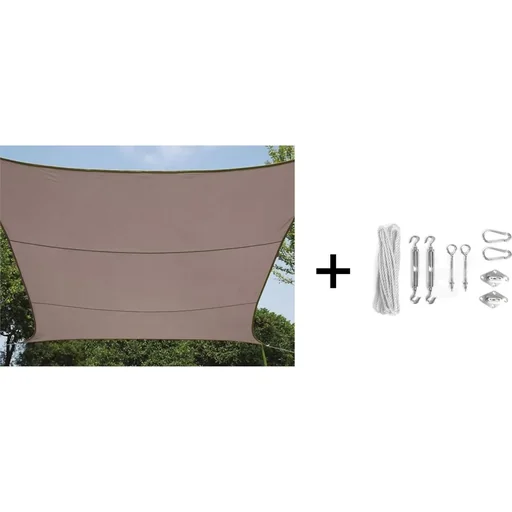 "Shade cloth including Perel fixing kit - Rectangle - 2 x 3 m - Taupe image"