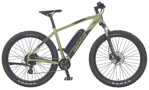 "Unisex E-Bike MTB 27.5 inches, frame size 48 cm, 8-speed derailleur, matte olive green, GRAVELER 22.ESM.20 image"