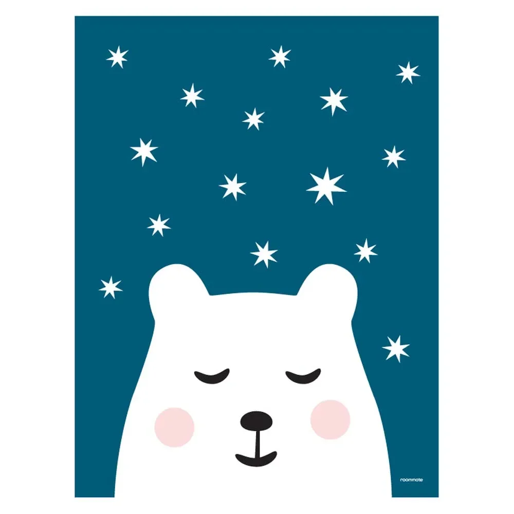 "ROOMMATE Kinderposter Eisbär with starry sky image"